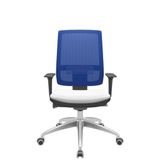 Cadeira Office Brizza Tela Azul Assento Aero Branco Autocompensador Base Aluminio 120cm - 63778