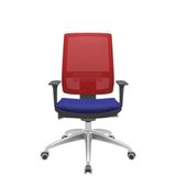 Cadeira Office Brizza Tela Vermelha Assento Aero Azul Autocompensador Base Aluminio 120cm - 63758