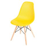 Cadeira Eames Furadinha Cor Amarela Com Base Madeira - 50008