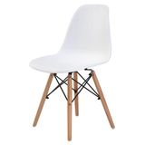 Cadeira Eames Eiffel Polipropileno Branca Base Madeira - 44158