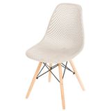 Cadeira Eames Furadinha Cor Fendi Com Base Madeira - 50007