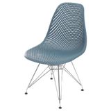 Cadeira Eames Furadinha Cor Azul Petroleo Com Base Cromada - 55992