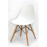 Cadeira Eames Polipropileno Branco Base Madeira -10255