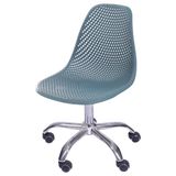 Cadeira Eames Furadinha Cor Azul Petroleo Com Base Rodizio - 55997