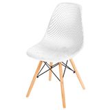 Cadeira Eames Furadinha Cor Branca Com Base Madeira - 50006