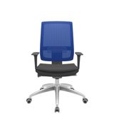 Cadeira Office Brizza Tela Azul Assento Aero Preto Autocompensador Base Aluminio 120cm - 63773