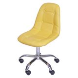 Cadeira Eames Botone Amarelo Com Base Rodizio - 54683