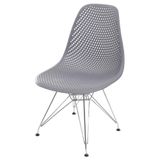 Cadeira Eames Furadinha Cor Cinza Com Base Cromada - 55989