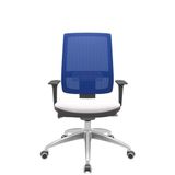 Cadeira Office Brizza Tela Azul Assento Vinil Branco Autocompensador Base Aluminio 120cm - 63779