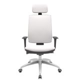 Cadeira Office Brizza Soft Vinil Branco Autocompensador Com Encosto Cabeça Base Aluminio 126cm - 63474