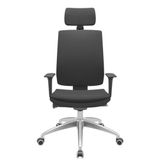 Cadeira Office Brizza Soft Aero Preto Autocompensador Com Encosto Cabeça Base Aluminio 126cm - 63462