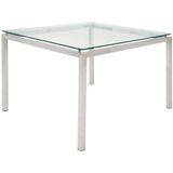 Mesa Jantar Dakot Quadrada Tampo Vidro Base Cromada 150cm - 41169