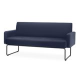 Sofa Pix Com Bracos Assento Courino Azul Base Aco Preto - 55102