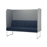 Sofa Privativo Pix Com Divisoria Courino Cinza Claro E Assento Courino Azul Base Aco Branco - 55090