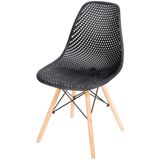 Cadeira Eames Furadinha Cor Preta Com Base Madeira - 50004