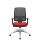 Cadeira Office Brizza Tela Preta Assento Aero Vermelho Autocompensador Base Aluminio 120cm - 63750