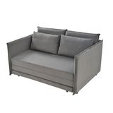 Sofa Cama Bed Com 2 Lugares Assento Linho Cinza Base Madeira - 55413