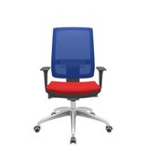 Cadeira Office Brizza Tela Azul Assento Aero Vermelho Autocompensador Base Aluminio 120cm - 63777