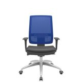 Cadeira Office Brizza Tela Azul Assento Vinil Preto Autocompensador Base Aluminio 120cm - 63772