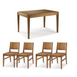 Conjunto Mesa Jantar Tampo Madeira + 4 Cadeiras Salvador Assento Madeira - 60475