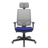 Cadeira Office Brizza Tela Cinza Com Encosto Assento Aero Azul Autocompensador Base Standard 126cm - 63418