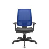 Cadeira Office Brizza Tela Azul Assento Vinil Preto Autocompensador Base Standard 120cm - 63711