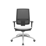 Cadeira Office Brizza Tela Preta Assento Aero Branco Autocompensador Base Aluminio 120cm - 63751