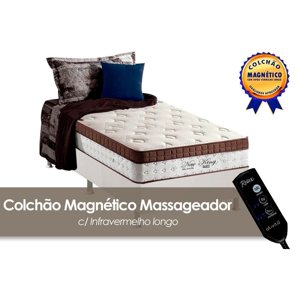 Colchão Anjos New King c/Massageador+Cama Box Solteiro 88