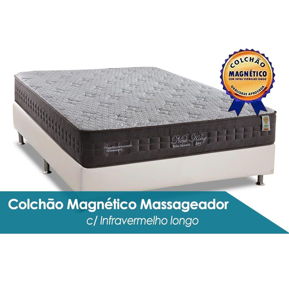 Cama Box Casal Colchao Magnetico Anjos Masterpocket Ensacadas New King C Vibro Massagem Base Crc Courano White 138x188