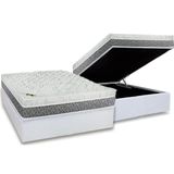 Cama Box Bau Casal Colchao Molas Luckspuma Masterpocket Ensacadas Aspen One Side Base Crc Courano White 138x188