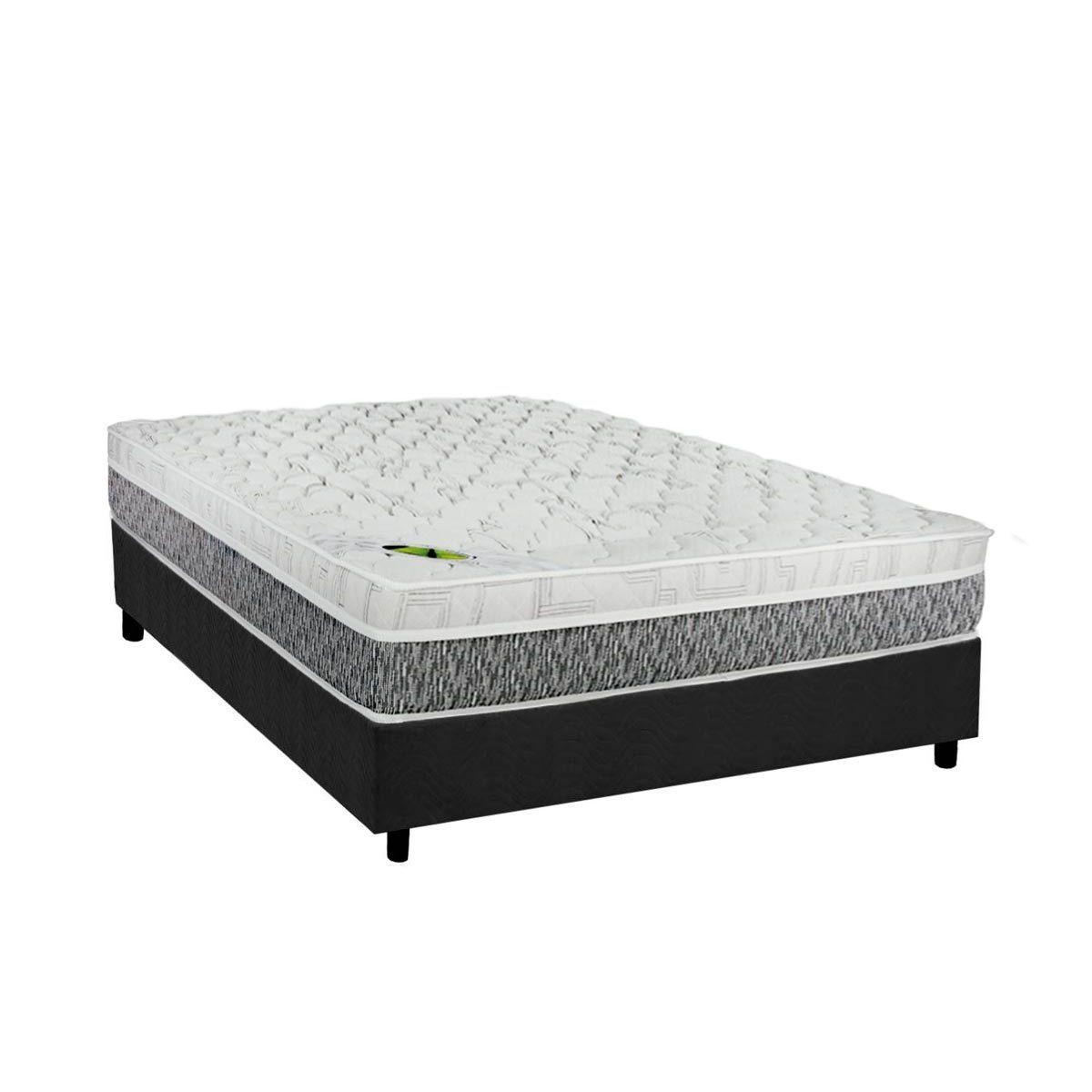 Cama Box Casal Colchao Molas Luckspuma Masterpocket Ensacadas Aspen Base Crc Suede Cinza 138x188