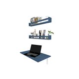 Kit com 1 Mesa Dobrável e 2 Prateleiras  Bramov Móveis Azul