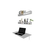 Kit com 1 Mesa Dobrável e 2 Prateleiras  Bramov Móveis Cinza Cristal
