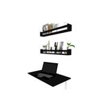 Kit com 1 Mesa Dobrável e 2 Prateleiras  Bramov Móveis Preto