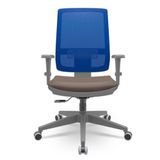 Cadeira Brizza Diretor Grafite Tela Azul Assento Vinil Marrom Base Relaxplax Piramidal - 66337