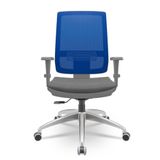 Cadeira Brizza Diretor Grafite Tela Azul Assento Poliester Cinza Base Relaxplax Aluminio  - 65960