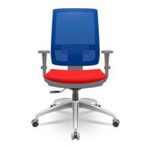 Cadeira Brizza Diretor Grafite Tela Azul Assento Aero Vermelho Base Relaxplax Alumínio - 65947