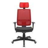 Cadeira Office Brizza Tela Vermelha Com Encosto Assento Aero Preto Autocompensador Base Standard 126cm - 63364