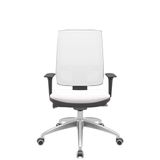 Cadeira Office Brizza Tela Branca Assento Vinil Branco Autocompensador Base Aluminio 120cm - 63792