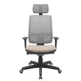 Cadeira Office Brizza Tela Cinza Com Encosto Assento Poliester Fendi Autocompensador Base Standard 126cm - 63423