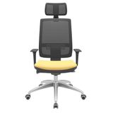 Cadeira Office Brizza Tela Preta Com Encosto Assento Vinil Amarelo Autocompensador 126cm - 63023