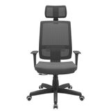 Cadeira Office Brizza Tela Preta Com Encosto Assento Poliester Cinza Relaxplax Base Standard 126cm - 63622