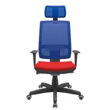 Cadeira Office Brizza Tela Azul Com Encosto Assento Aero Vermelho Autocompensador Base Standard 126cm - 63388