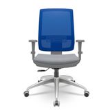 Cadeira Brizza Diretor Grafite Tela Azul Assento Vinil Cinza Base Relaxplax Alumínio - 65953