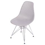 Cadeira Eames Furadinha Cor Fendi Com Base Cromada - 54702