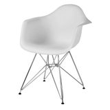 Cadeira Eames Com Braco Base Cromada Branco Fosco - 16531