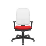 Cadeira Office Brizza Tela Branca Assento Aero Vermelho Autocompensador Base Standard 120cm - 63727