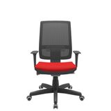 Cadeira Office Brizza Tela Preta Assento Aero Vermelho Autocompensador Base Standard 120cm - 63693