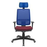 Cadeira Office Brizza Tela Azul Com Encosto Assento Poliester Vinho Autocompensador Base Standard 126cm - 63393