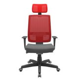 Cadeira Office Brizza Tela Vermelha Com Encosto Assento Poliester Cinza Autocompensador Base Standard 126cm - 63371